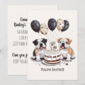 ハッピーバースデーイングリッシュブルドッグ 招待状 (正面/裏面)