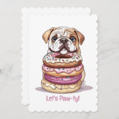 ハッピーバースデーイングリッシュブルドッグ 招待状 (正面/裏面)