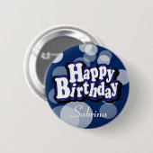 ハッピーバースデーイン濃い青《写真》ぼけ味 缶バッジ (正面&裏面)