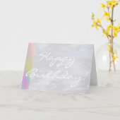 ハッピーバースデーイン紫レインボーグリーティングカード カード (黄色い花)