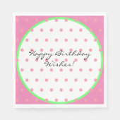 ハッピーバースデーウィズグリーンピンク水玉模様 スタンダードランチョンナプキン (正面)