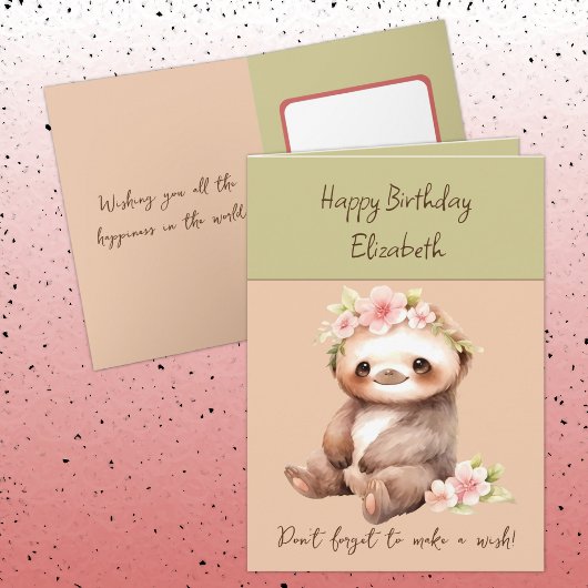 ハッピーバースデーウィッシュの名前を緑にする カード