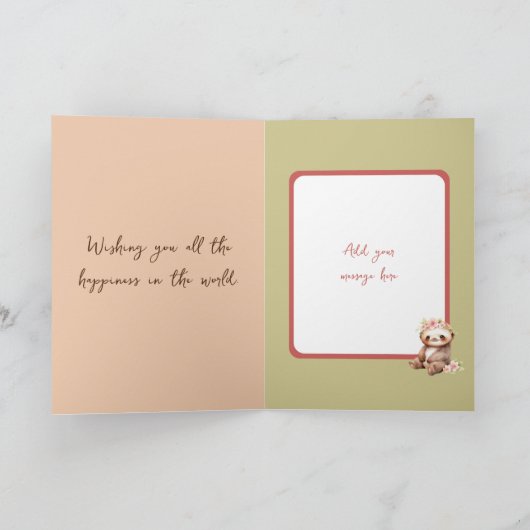 ハッピーバースデーウィッシュの名前を緑にする カード (内部)