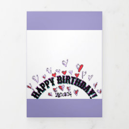 ハッピーバースデーウィッシュカードピクセルアート 三つ折り招待状