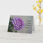 ハッピーバースデーウィッシュパープルバラフラワーカード カード (黄色い花)