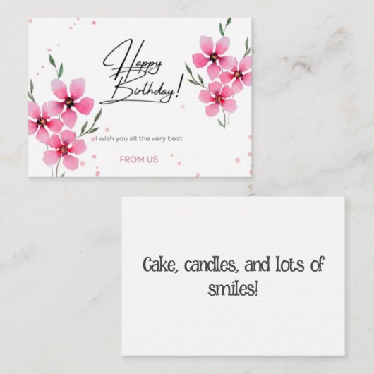 ハッピーバースデーウィッシュフラットノートカードデザイン ノートカード (正面/裏面)