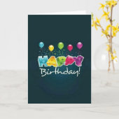 ハッピーバースデーウィッシュ風船 カード (黄色い花)