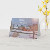 ハッピーバースデーウィンターファームシーン カード (黄色い花)