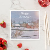 ハッピーバースデーウィンターファームシーン スタンダードランチョンナプキン (インサイチュ)