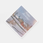 ハッピーバースデーウィンターファームシーン スタンダードランチョンナプキン (角)