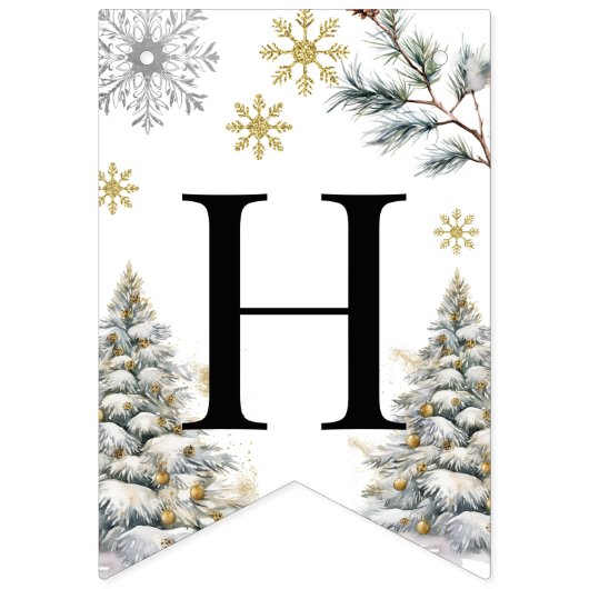 ハッピーバースデーウィンターワンダーランド金ゴールド バンティングフラッグ (第2の旗)