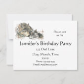 ハッピーバースデーウォーターカラーウルフ&カッブアニマルズインヴィット 招待状 (裏面)