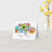 ハッピーバースデーウォーターカラーガーデンフラワーズチューリップ カード (黄色い花)