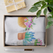 ハッピーバースデーウォーターカラーガーデンフラワーズチューリップ 薄葉紙 (ギフト)