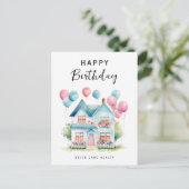 ハッピーバースデーウォーターカラーハウス実在エテート シーズンポストカード (スタンド正面)