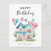 ハッピーバースデーウォーターカラーハウス実在エテート シーズンポストカード (正面)