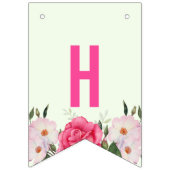 ハッピーバースデーウォーターカラーピンクローズ バンティングフラッグ (第2の旗)