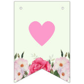 ハッピーバースデーウォーターカラーピンクローズ バンティングフラッグ (第1の旗)