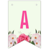 ハッピーバースデーウォーターカラーピンクローズ バンティングフラッグ (第3の旗)