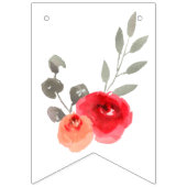 ハッピーバースデーウォーターカラーレッドローズフローラ バンティングフラッグ (第1の旗)