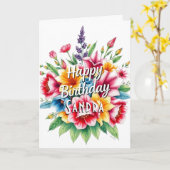 ハッピーバースデーウオータカラーフローラブーケカード カード (黄色い花)