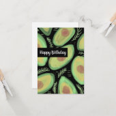 ハッピーバースデーウオーターカラーアボカドス カード (正面/裏面インサイチュ)