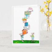 ハッピーバースデーウサギ カード (黄色い花)