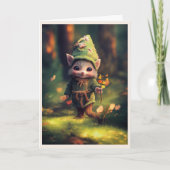 ハッピーバースデーウッドランド小妖精や小人のパーソナライズ名 カード (正面)