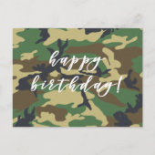 ハッピーバースデーウッドランド軍事迷彩柄プリント ポストカード (正面)
