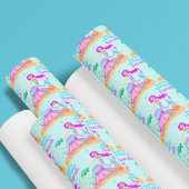 ハッピーバースデーウミガメとケーキ付き人魚 ラッピングペーパー