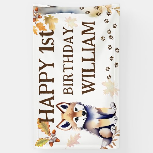 ハッピーバースデーウルフクブワイルドワンパーティー 横断幕 (縦)