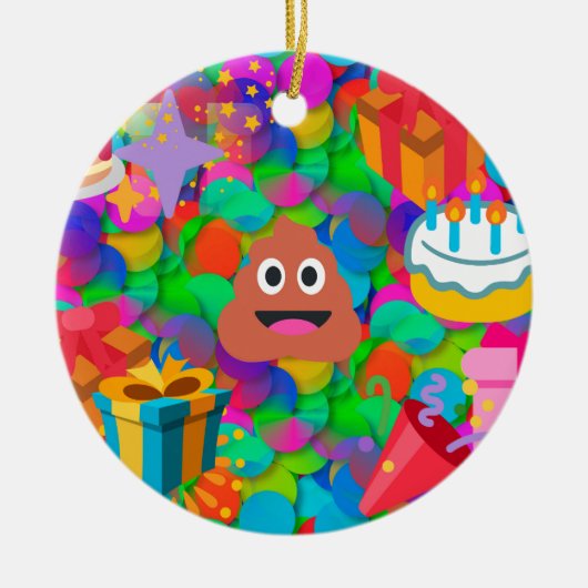 ハッピーバースデーウンチ絵文字 セラミックオーナメント (正面)