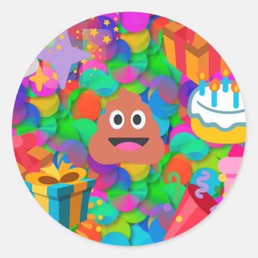 ハッピーバースデーウンチ絵文字 ラウンドシール (正面)