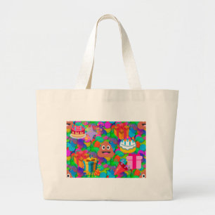 ハッピーバースデーウンチ絵文字 ラージトートバッグ