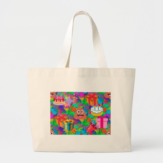 ハッピーバースデーウンチ絵文字 ラージトートバッグ (正面)