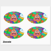 ハッピーバースデーウンチ絵文字 楕円形シール (シート)