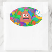 ハッピーバースデーウンチ絵文字 楕円形シール (バッグ)