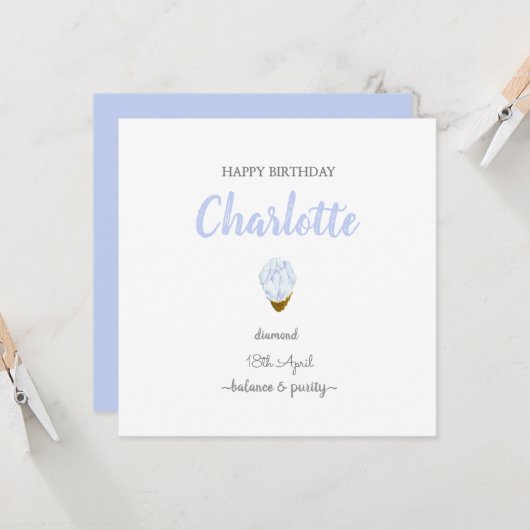 ハッピーバースデーエイプリル誕生石ダイヤモンドジェム カード (正面/裏面インサイチュ)