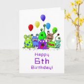 ハッピーバースデーエイリアンパーティー カード (黄色い花)