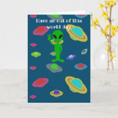 ハッピーバースデーエイリアン宇宙カード カード (黄色い花)