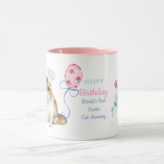 ハッピーバースデーエキゾチック猫ママパーソナライズされた- マグカップ (中央)