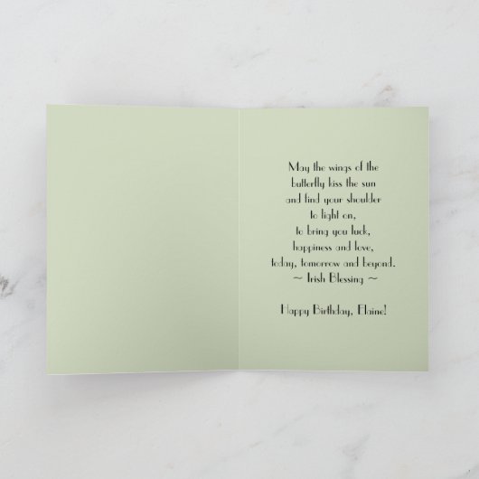 ハッピーバースデーエレイン(昆虫)オオカバマダラ、モナークバタフライ カード (内部)