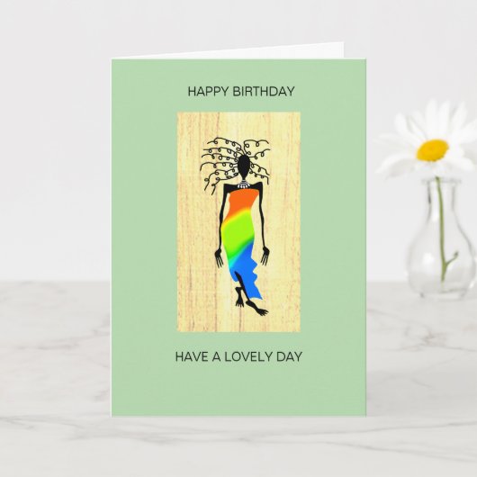 ハッピーバースデーエレガントとアスタイリッシュフリカ人女性 カード (小さな植物)