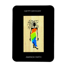 ハッピーバースデーエレガントとアスタイリッシュフリカ人女性 マグネット