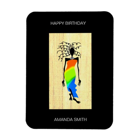 ハッピーバースデーエレガントとアスタイリッシュフリカ人女性 マグネット (縦)