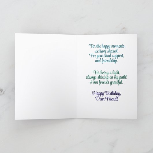 ハッピーバースデーエレガントよ友よ最高の! カード (内部)
