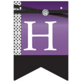 ハッピーバースデー🎈エレガントアメジスト紫と黒 バンティングフラッグ (第2の旗)