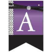 ハッピーバースデー🎈エレガントアメジスト紫と黒 バンティングフラッグ (第3の旗)