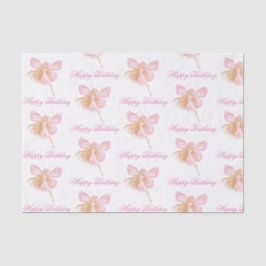 ハッピーバースデーエレガントピンクの妖精のパターン女の子 薄葉紙