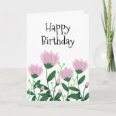 ハッピーバースデーエレガントピンクの花 カード (正面)
